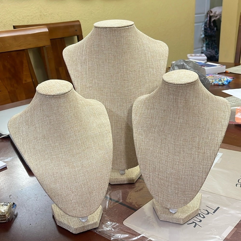 Burlap jewelry mannequins set of 3